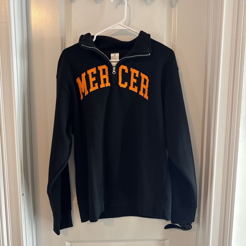 Black Quarter-Zip Sweatshirt with Orange Mercer Logo